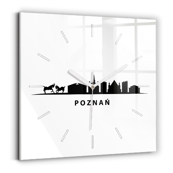 Orologio quadrato in vetro Grafica panoramica di Poznan