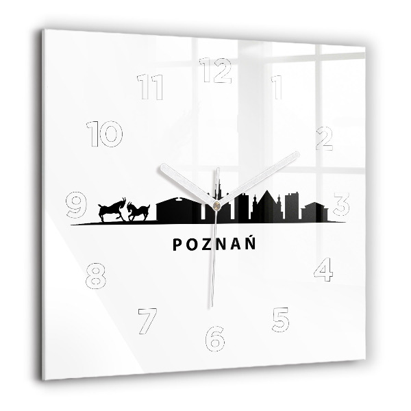 Orologio quadrato in vetro Grafica panoramica di Poznan