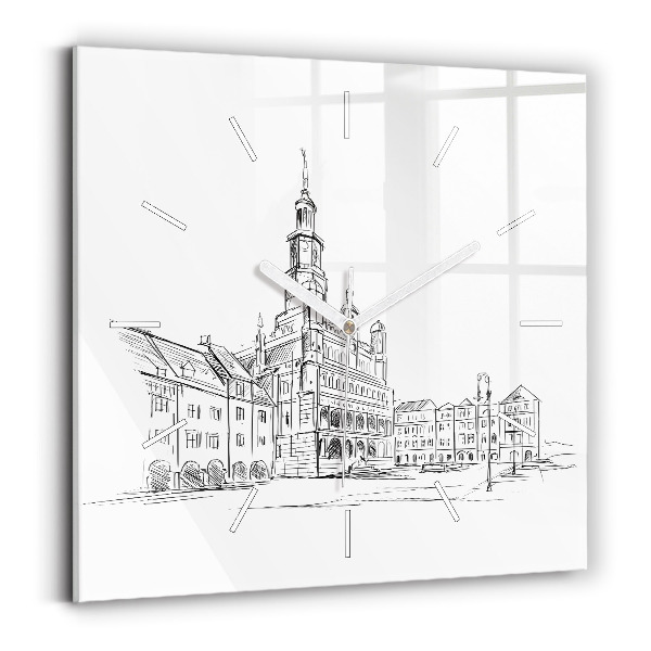Orologio quadrato Schizzo della città vecchia di Poznań
