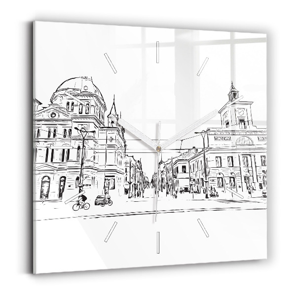 Orologio quadrato in vetro Illustrazione della città di Poznań