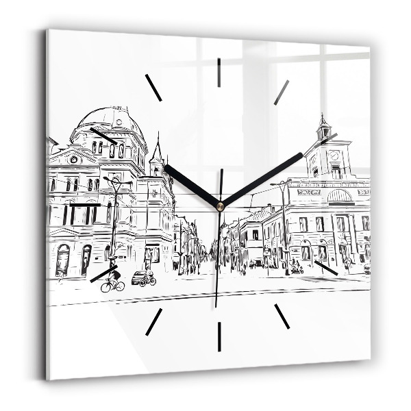 Orologio quadrato in vetro Illustrazione della città di Poznań