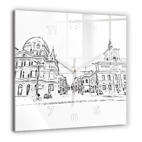 Orologio quadrato in vetro Illustrazione della città di Poznań