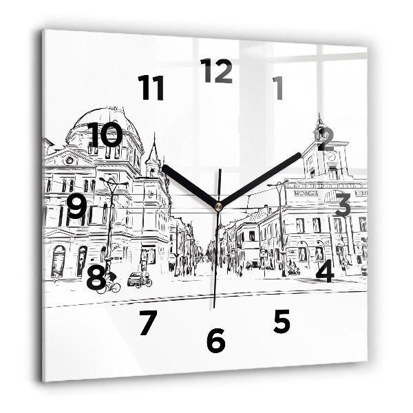 Orologio quadrato in vetro Illustrazione della città di Poznań