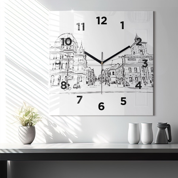 Orologio quadrato in vetro Illustrazione della città di Poznań