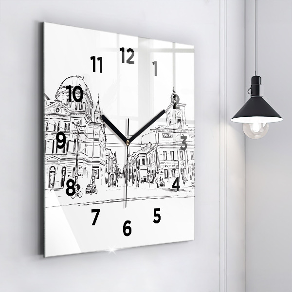 Orologio quadrato in vetro Illustrazione della città di Poznań