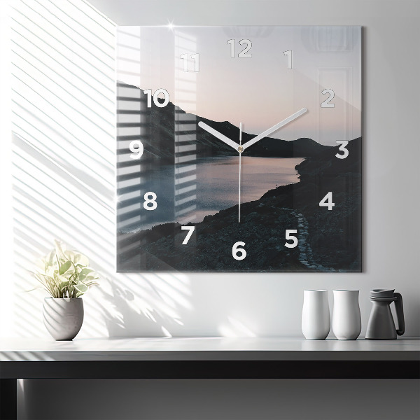 Orologio quadrato Lago e montagne