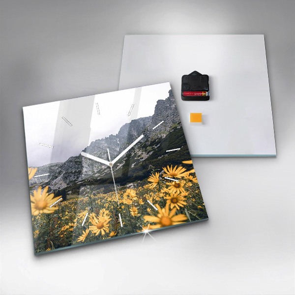Orologio quadrato Fiori di prato in montagna