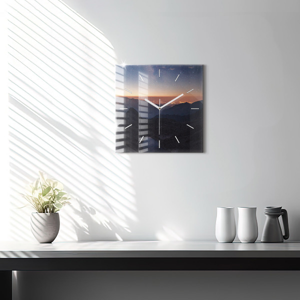 Orologio quadrato Montagne al tramonto