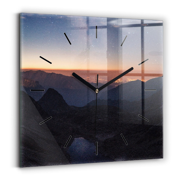 Orologio quadrato Montagne al tramonto