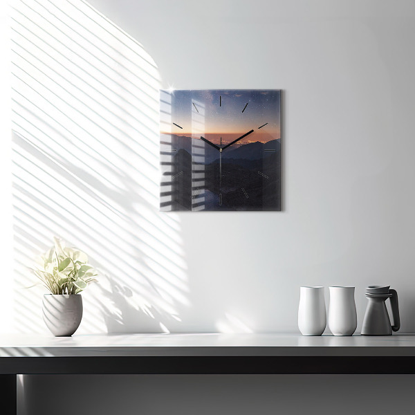 Orologio quadrato Montagne al tramonto