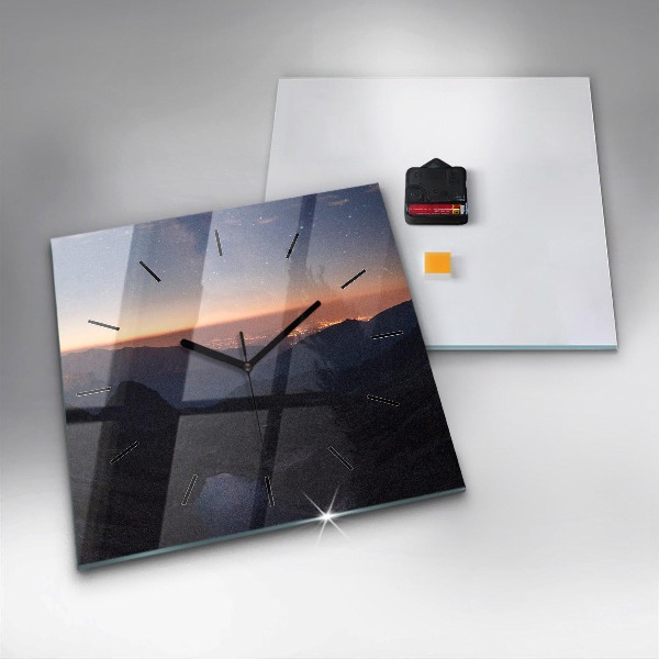 Orologio quadrato Montagne al tramonto