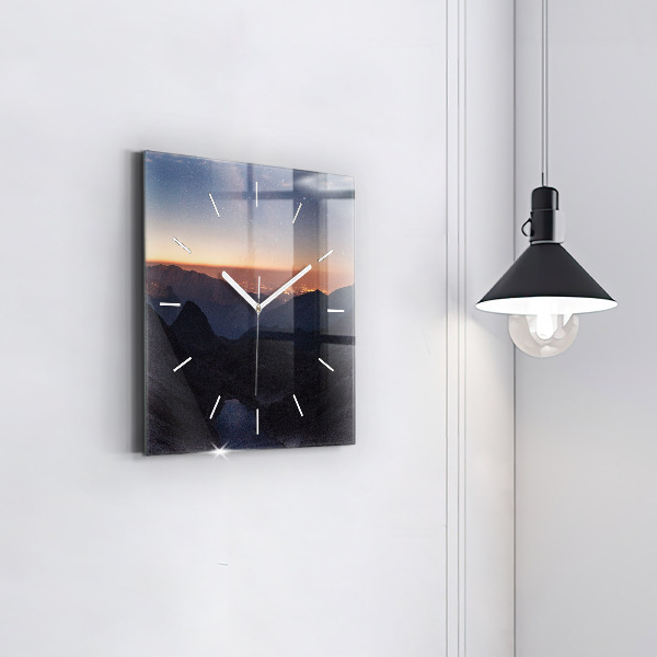 Orologio quadrato Montagne al tramonto