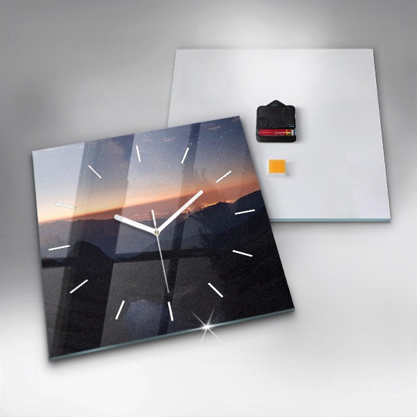 Orologio quadrato Montagne al tramonto
