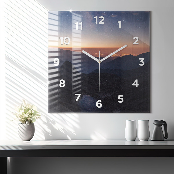 Orologio quadrato Montagne al tramonto