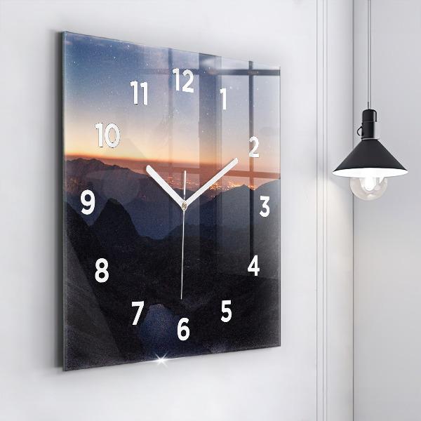Orologio quadrato Montagne al tramonto