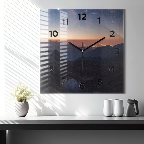 Orologio quadrato Montagne al tramonto