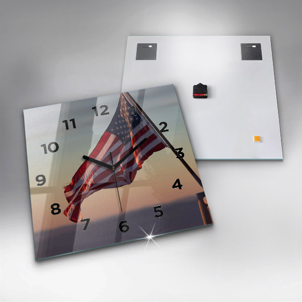 Orologio quadrato Bandiera degli Stati Uniti che sventola