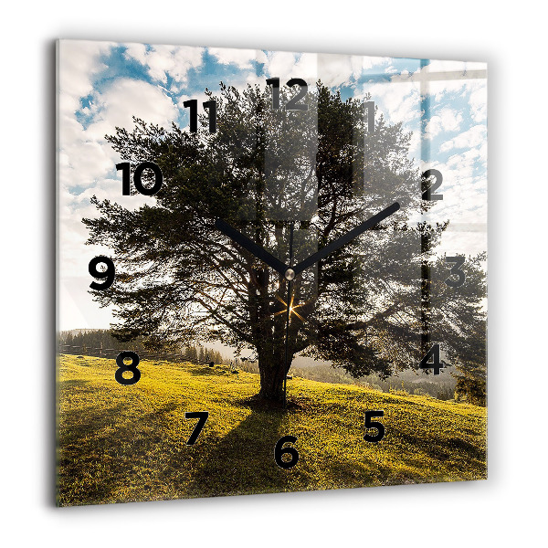 Orologio quadrato Un albero su una collina