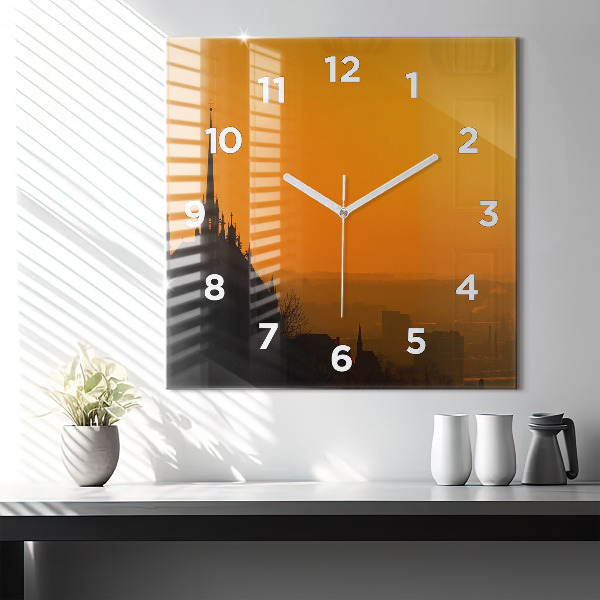 Orologio quadrato in vetro Vista della Cattedrale di Brno