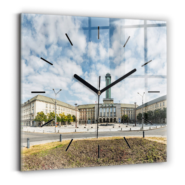 Orologio quadrato in vetro Panorama della città di Ostrava