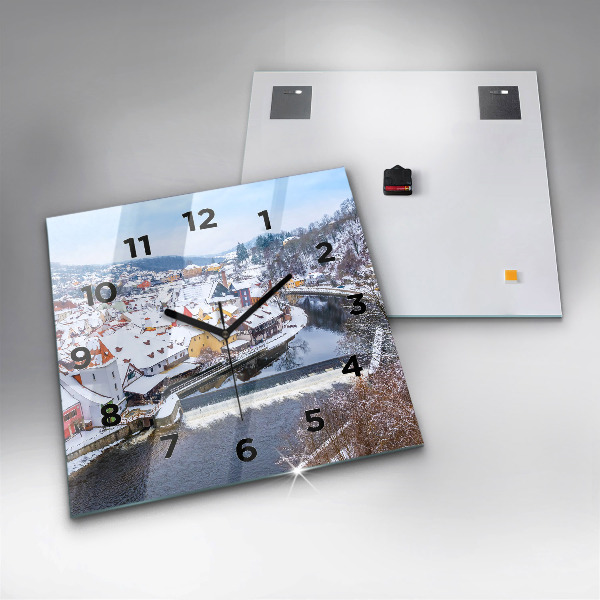 Orologio quadrato in vetro Panorama della città in inverno