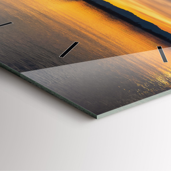 Orologio quadrato in vetro Tramonto sul lago