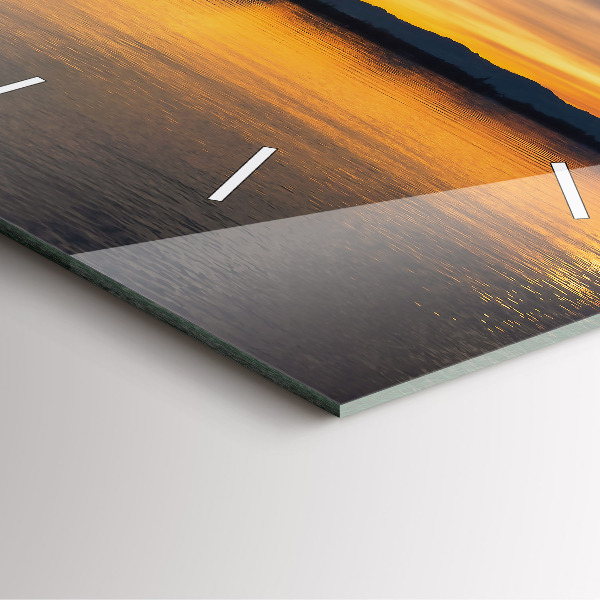 Orologio quadrato in vetro Tramonto sul lago