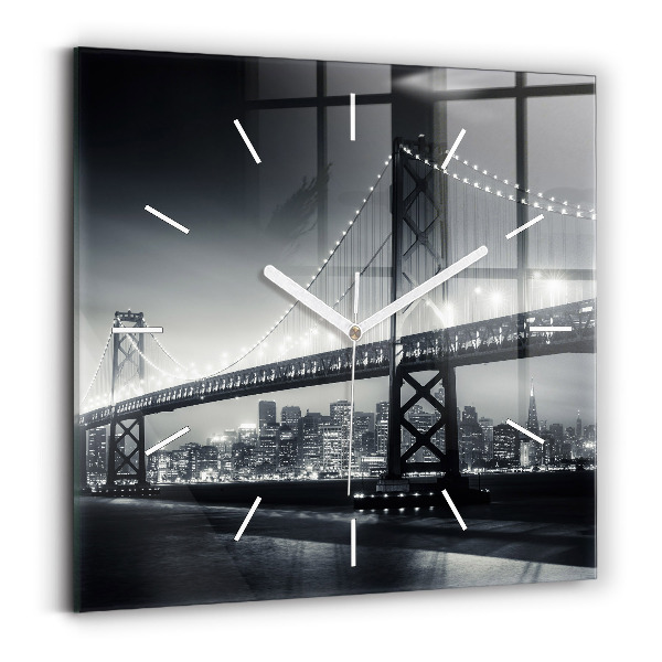 Orologio quadrato in vetro Ponte di San Francisco di notte