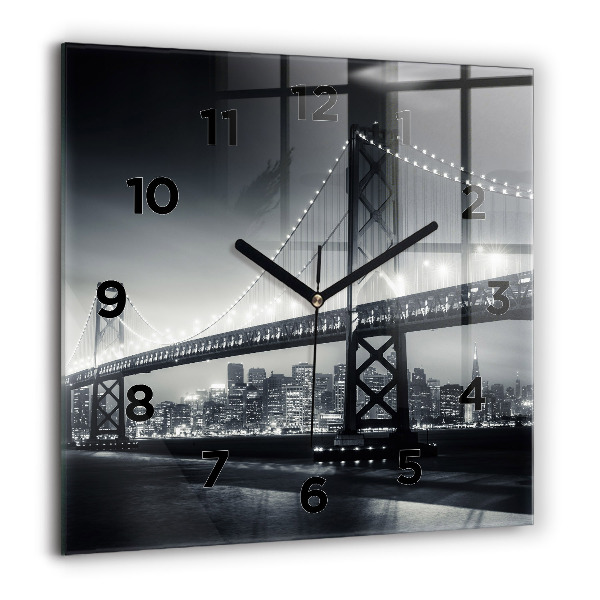 Orologio quadrato in vetro Ponte di San Francisco di notte