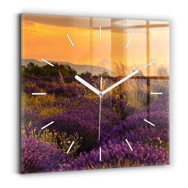 Orologio quadrato in vetro Campo di lavanda Francia