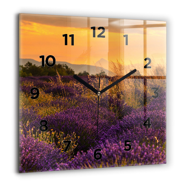 Orologio quadrato in vetro Campo di lavanda Francia