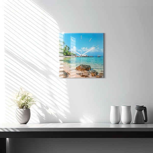 Orologio quadrato in vetro Bellissima spiaggia in Thailandia