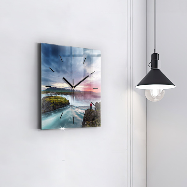 Orologio quadrato Paesaggio con cascata