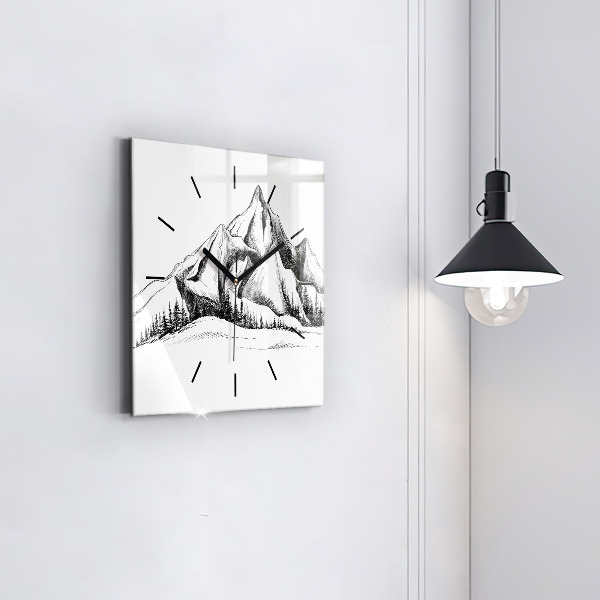 Orologio quadrato Montagne disegnate