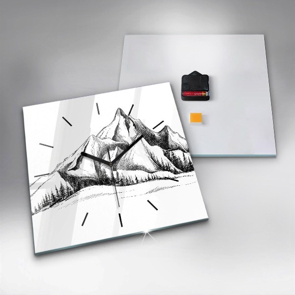 Orologio quadrato Montagne disegnate