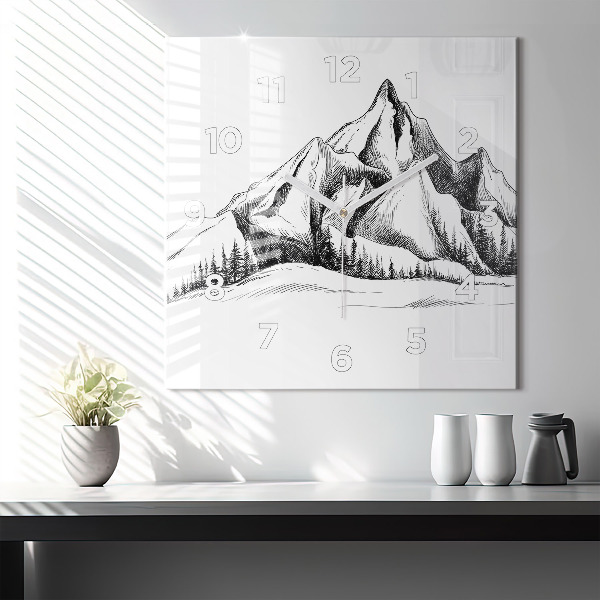 Orologio quadrato Montagne disegnate
