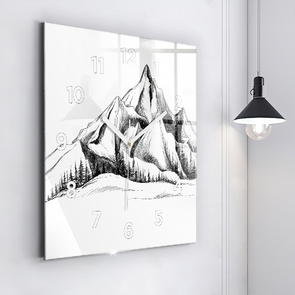 Orologio quadrato Montagne disegnate