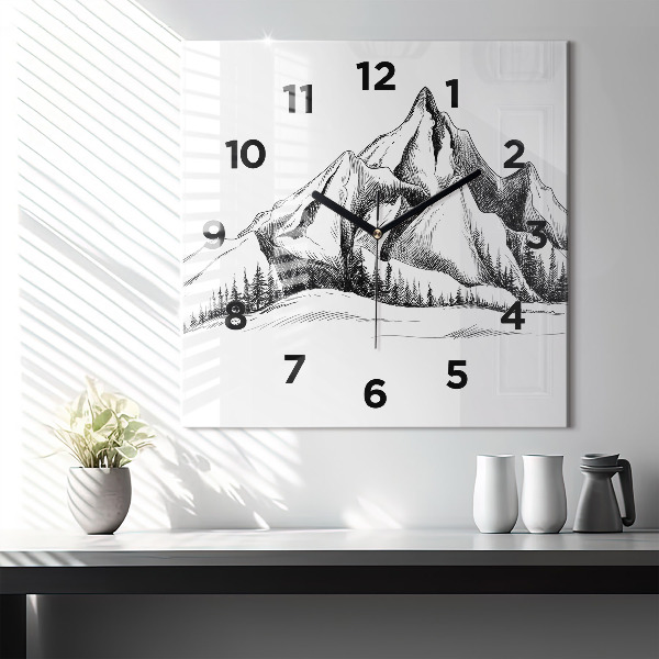 Orologio quadrato Montagne disegnate