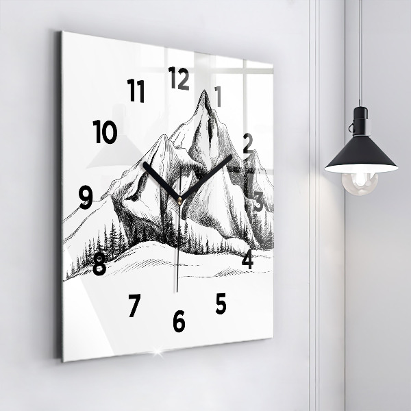 Orologio quadrato Montagne disegnate