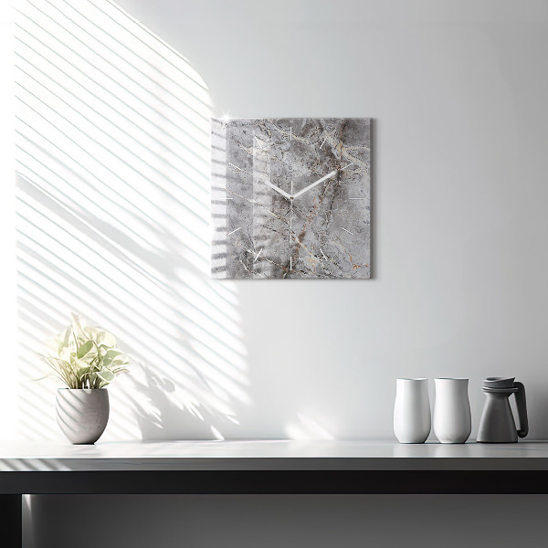 Orologio quadrato in vetro Marmo granito grigio