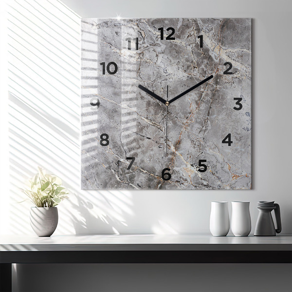 Orologio quadrato in vetro Marmo granito grigio