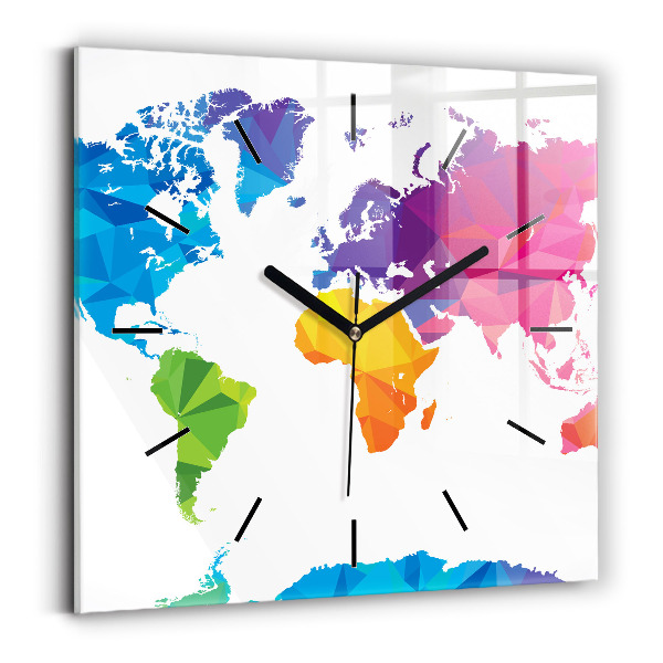 Orologio quadrato Mappa del mondo astratta