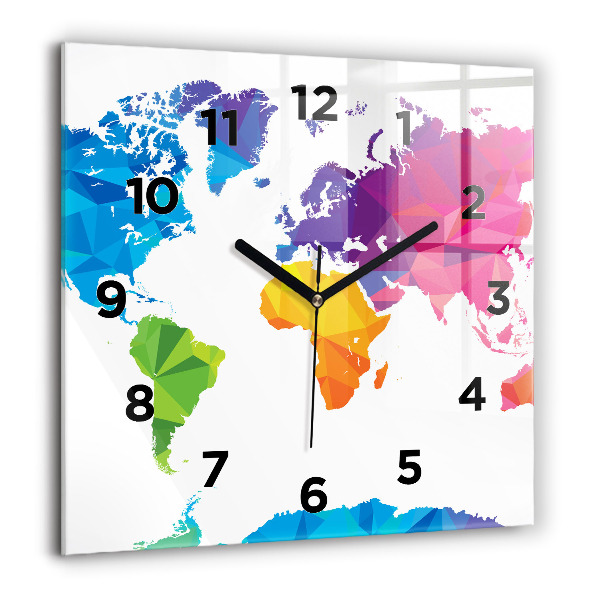 Orologio quadrato Mappa del mondo astratta