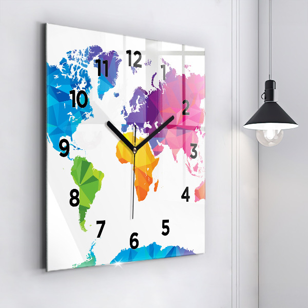 Orologio quadrato Mappa del mondo astratta