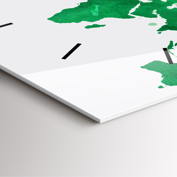 Orologio quadrato Mappa del mondo verde