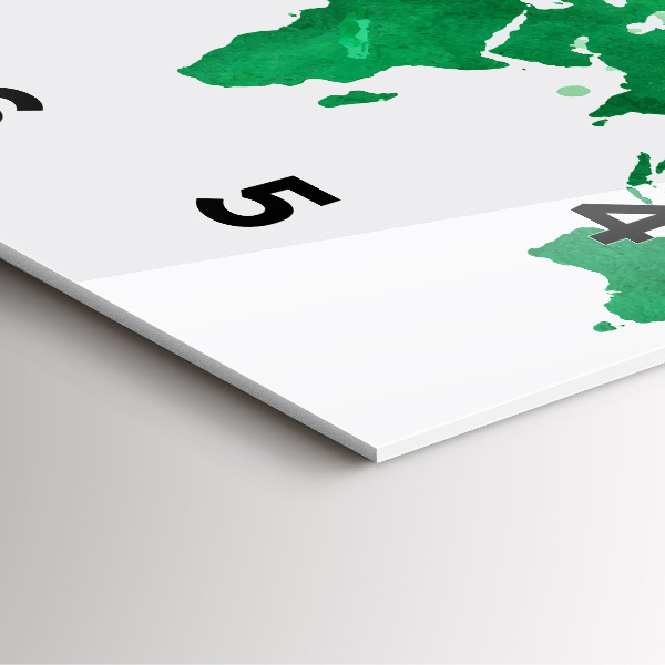 Orologio quadrato Mappa del mondo verde