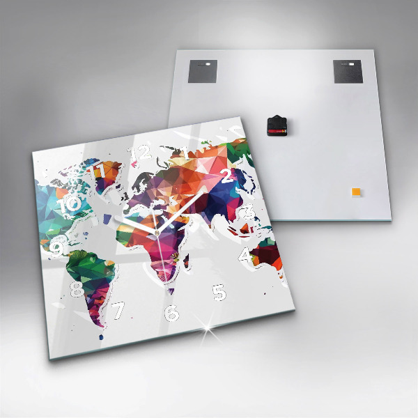 Orologio quadrato Triangoli della mappa del mondo