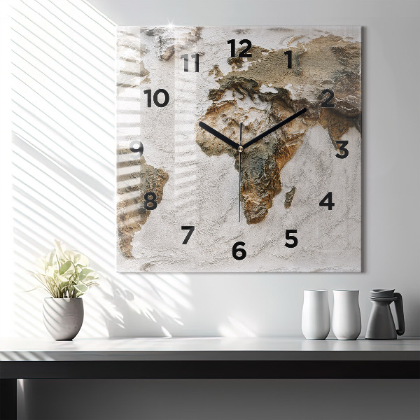 Orologio quadrato Mappa del vecchio mondo