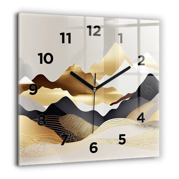 Orologio quadrato Montagne dorate astratte