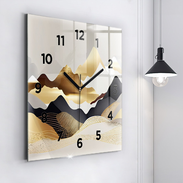 Orologio quadrato Montagne dorate astratte